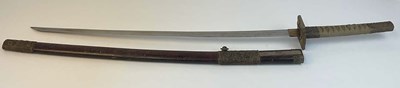 Lot 1 - A Katana style sword in a wooden sheath...