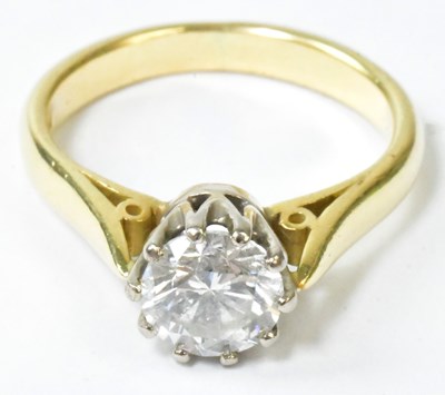 Lot 761 - An 18ct yellow gold solitaire ring, the...