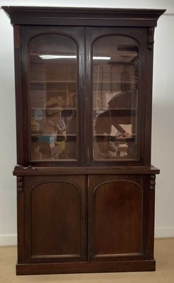 Lot 613 - A Victorian mahogany bookcase cabinet, the...