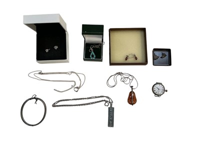 Lot 1576 - A quantity of 925 silver and white metal...