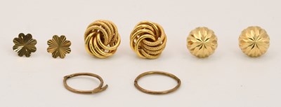 Lot 1503 - A pair of 9ct yellow gold twist stud earrings,...