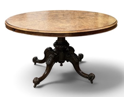Lot 94 - A Victorian burr walnut oval tilt-top...