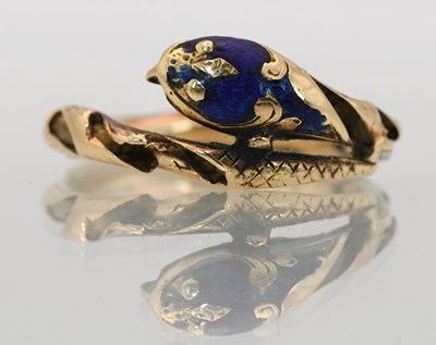 Lot 1408 - An interesting antique yellow metal blue...