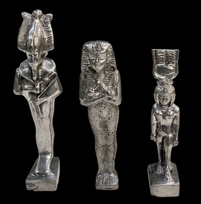 Lot 453 - Three assorted Egyptian Revival pewter figures,...