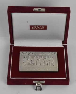Lot 1152 - A commemorative 925 silver ingot/plaque,...