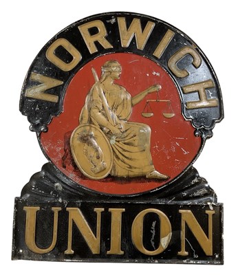 Lot 471 - A Norwich Union painted embossed metal...