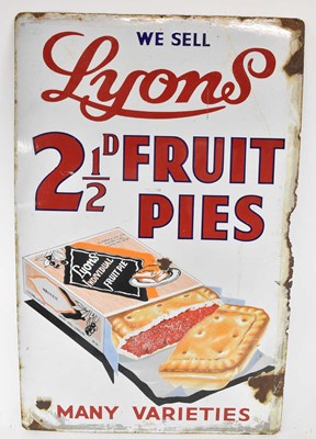 Lot 386 - A vintage enamelled advertising sign, 'Lyons...