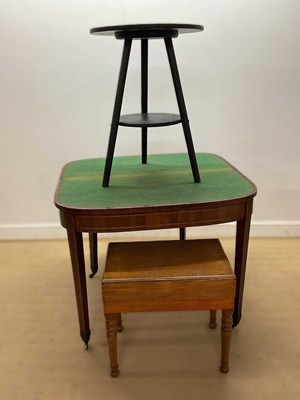 Lot 627 - An Edwardian folding baize topped card table,...