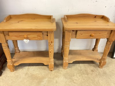 Lot 705 - A pair of antique pine bedside cabinets/tables...