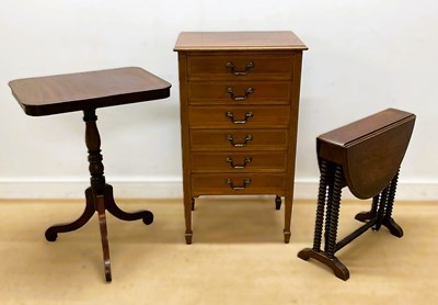 Lot 662 - An Edwardian mahogany inlaid music cabinet,...
