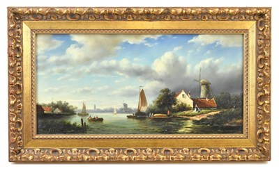 Lot 1710 - ROSS STEFAN; oil on panel, Dutch river scene,...
