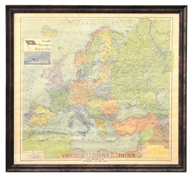 Lot 1788 - A 1930s Svenska Orient Linien map, 78 x 85cm,...