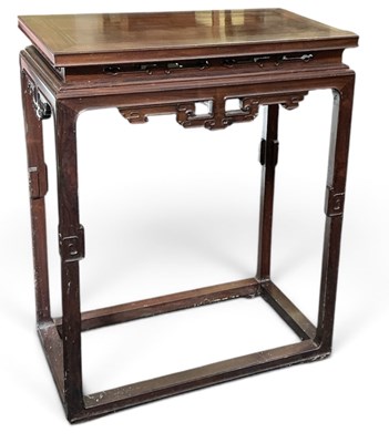Lot 52 - A Chinese carved hardwood rectangular altar...
