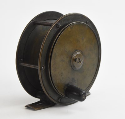 Lot 714 - A leather cased Hardy Bros 4 inch reel, with...