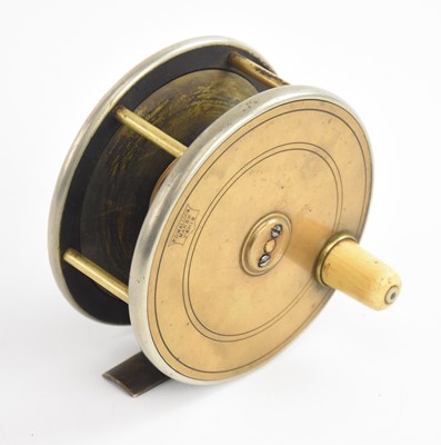 Lot 724 - A Malloch of Perth 4 1/4 inch brass face reel,...