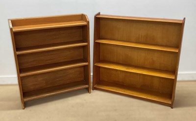 Lot 630 - Two pine open bookcases, height 91cm, width...