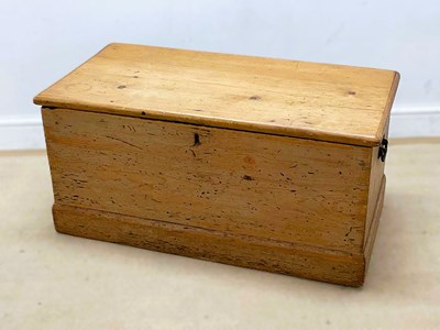 Lot 633 - A pine blanket box with forged metal handles...