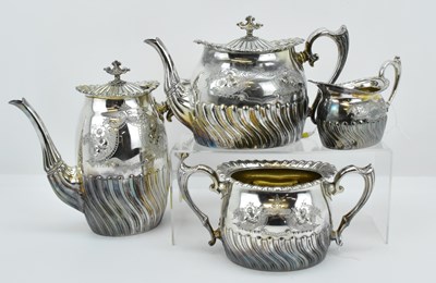 Lot 1090 - A 19th century four piece silver plated tea...