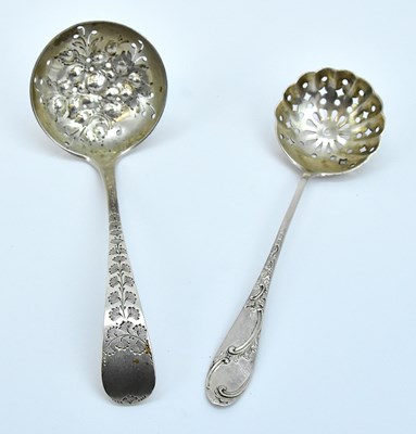 Lot 1310 - Two Edwardian hallmarked silver sugar sifter...