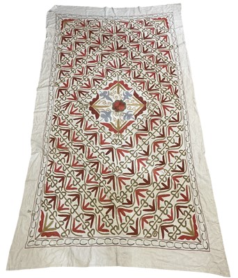 Lot 697 - An antique Turkish embroidered florally...