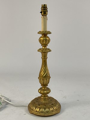 Lot 559 - A carved gilt wood Baroque style table lamp...
