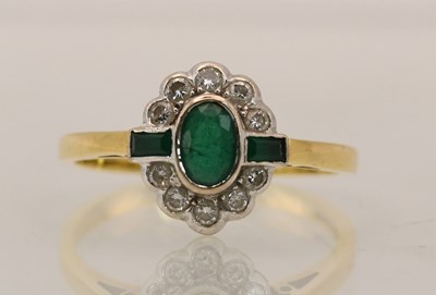 Lot 1363 - An Art Deco 18ct yellow gold diamond and...