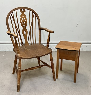 Lot 131 - A beech and ash wheel back Windsor chair, with...