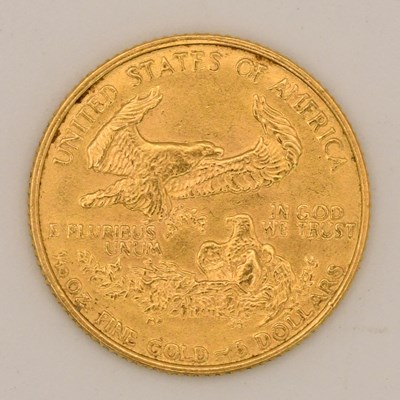 Lot 1670 - A USA 1/10oz Eagle 5 dollar gold coin (22ct).
