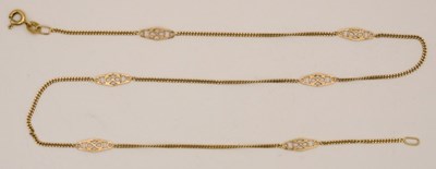 Lot 1497 - A 9ct yellow gold dainty necklace, with six...