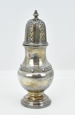 Lot 1281 - WALKER & HALL; a George V sugar sifter of...