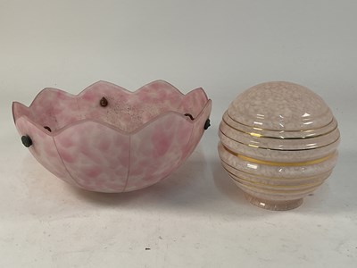 Lot 549 - An Art Deco plafonnier pink glass wall hanging...