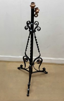 Lot 641 - A wrought iron lamp stand, height 110cm