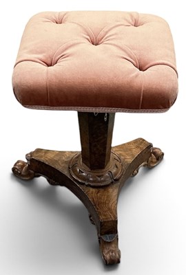 Lot 134 - A Victorian carved burr walnut revolving...