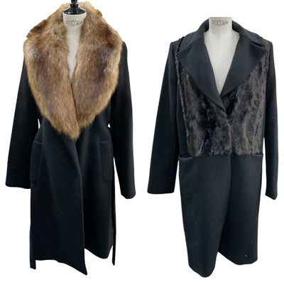 Lot 685 - ZARA; a lady's black woollen faux fur collared...