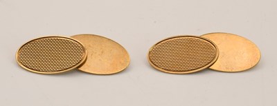 Lot 1515 - A pair of vintage yellow gold oval cufflinks,...