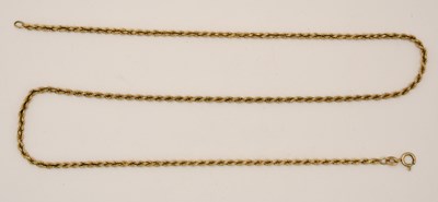 Lot 1471 - A 9ct yellow gold rope twist necklace with...