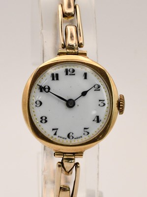 Lot 1807 - A lady's vintage 9ct yellow gold wristwatch,...