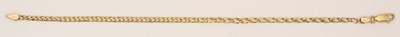 Lot 1558 - A 9ct yellow gold flat curb bracelet with...