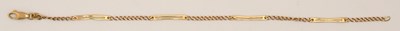 Lot 1553 - A 9ct yellow gold bar and chain link bracelet,...
