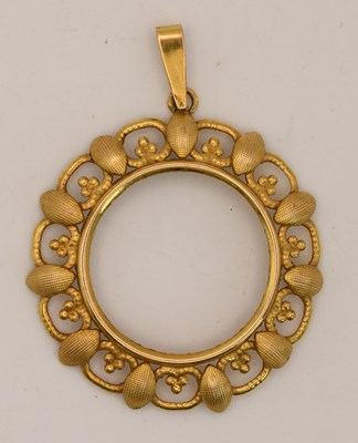 Lot 1354 - A 9ct yellow gold pendant mount to hold a gold...