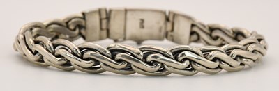 Lot 1552 - A modern 925 silver wheat chain link bracelet,...