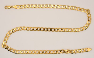Lot 1457 - A 14ct yellow gold flat Cuban link necklace,...