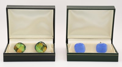Lot 1519 - DEREK HAYWARD; a pair of 925 silver mounted...
