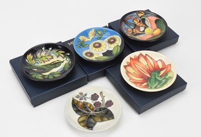 Lot 368 - MOORCROFT; five circular pin dishes, including...