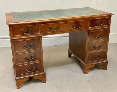 Lot 80 - A reproduction mahogany pedestal desk, with...