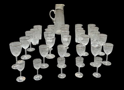 Lot 835 - A suite of mid century cut glass with gilt...