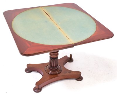 Lot 14a - A William IV mahogany fold-over card table on...