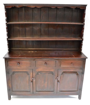 Lot 15a - A Georgian-style elm dresser, the base with...