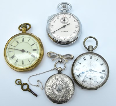 Lot 1854 - Three vintage pocket watches comprising a gold...