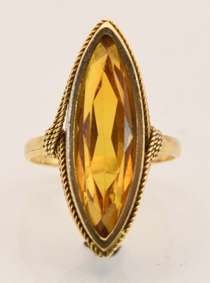 Lot 1392 - A yellow metal orange topaz set dress ring,...